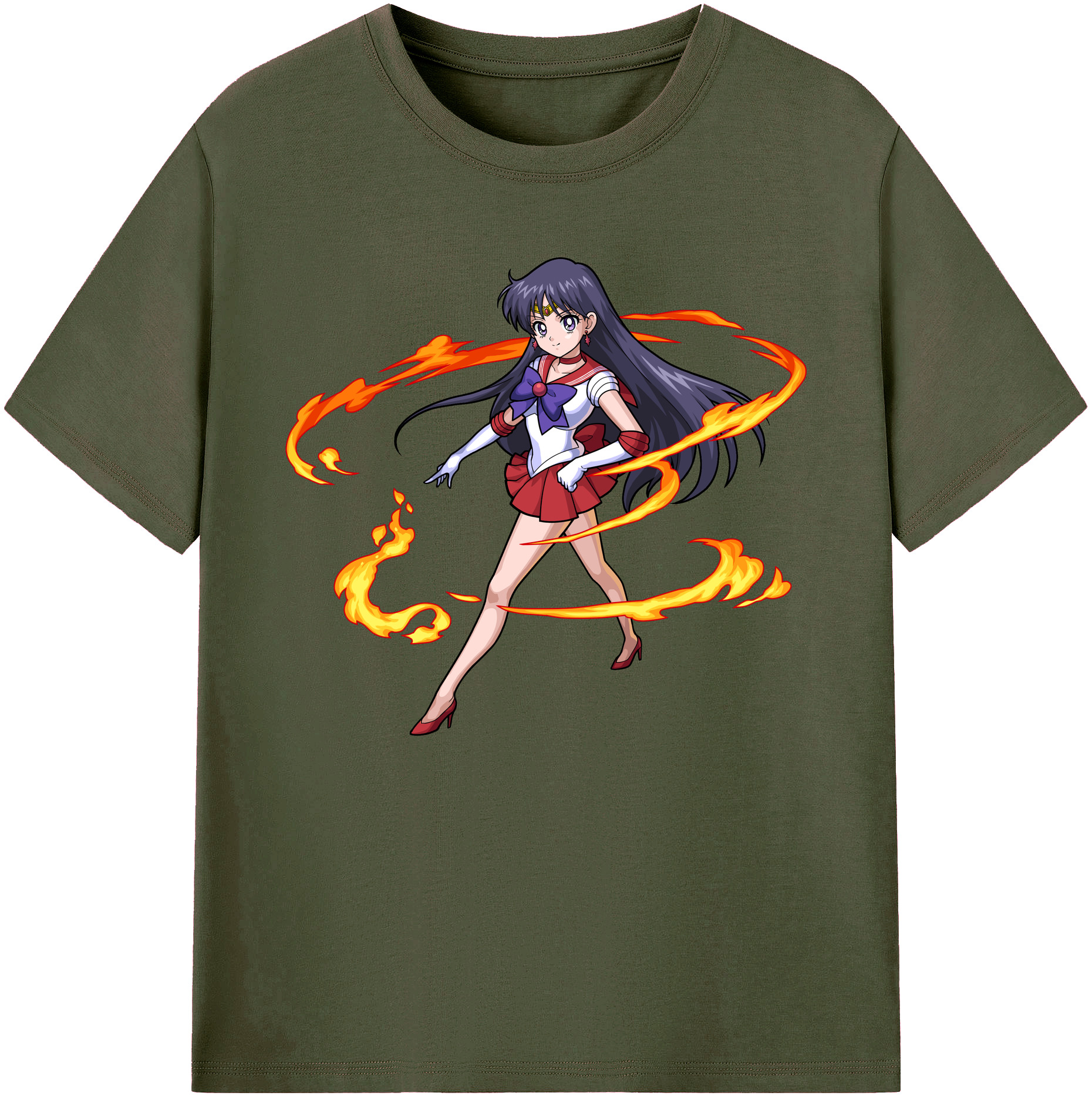 （画像用） 美少女戦士セーラームーン 火野レイ ひの レイ Sailor Moon Hino Rei （セーラーマーズ,Sailor Mars） 綿100％ メンズ半袖Tシャツ｜肌触りやわらか＆通気性
